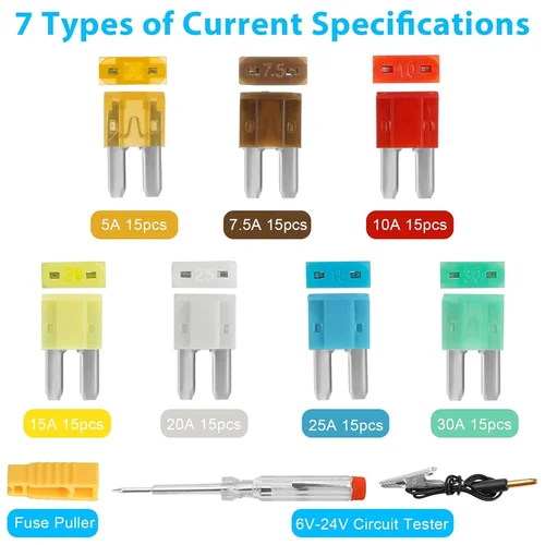 Imagen 2 del producto Kit surtido de fusibles Micro2: 105 fusibles de coche de hoja ATR APT con extractor de fusibles, fusible de repuesto automotriz para coche, barco, RV
