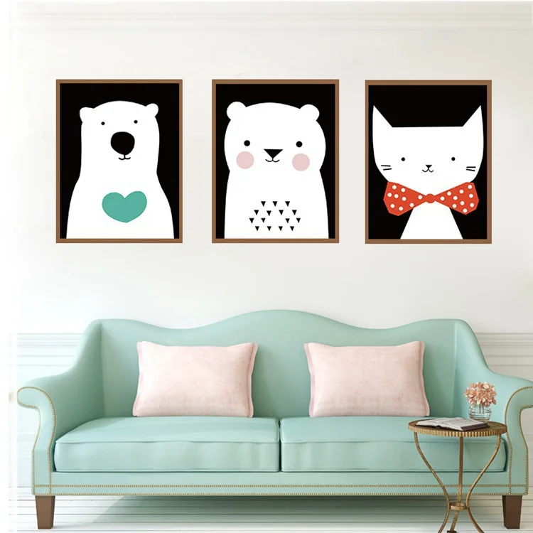 

Cartoon Bear Modern Abstract Canvas Painting Minimalist Room Decorative Art Poster Living Room Bedroom Decorative Painting