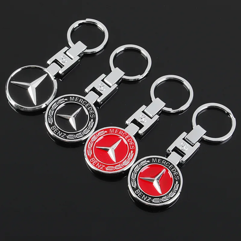 Metal Car Keychain Pendant Double sided Key Ring for Mercedes Benz New B/C/E Class A Class C200L GLC GLK New CLA GLA