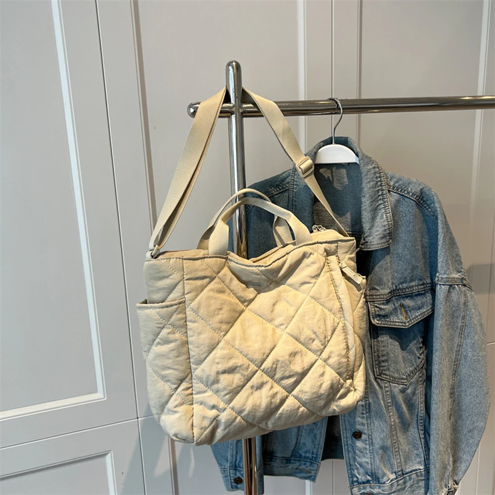 

Сумка-тоут на осень-зиму, большая вместимость, стеганая, для повседневного использования, ромбовидная, однотонная, модная, для улицы и шопинга