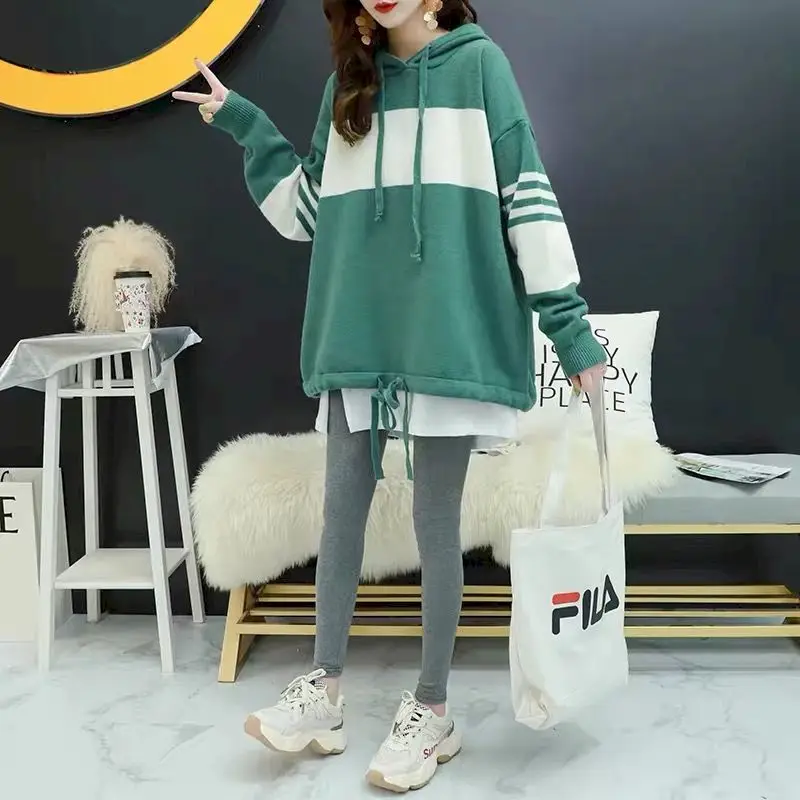 Mantel Rajutan Pullover Bertudung Wanita Hoodie Longgar Trendi Musim Gugur Musim Dingin Hoodie Rajutan Mode Gaya Korea Atasan Desainer Pakaian Y2k