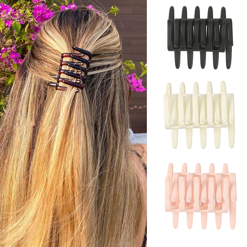 AWAYTR 11 Colors Double Sided Hair Clip Hair Comb For Women Frosted Toothed Non-slip Comb Black Ponytail Hairpin Hair Accessorie