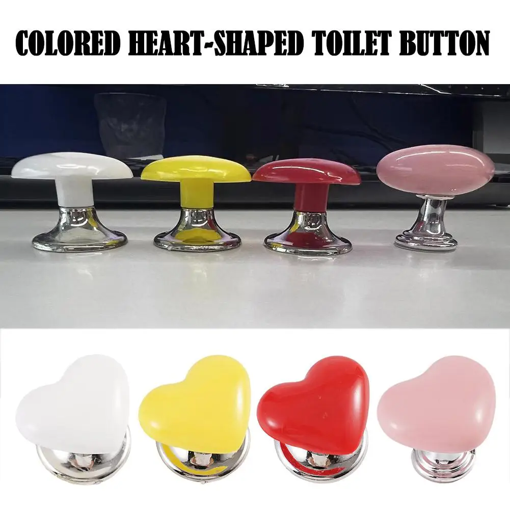 Heart Handle Toilet Press Button Long Nail Protector Press Tank Push Switch Toilet Bath Room Water Press Flush Button Home Tool