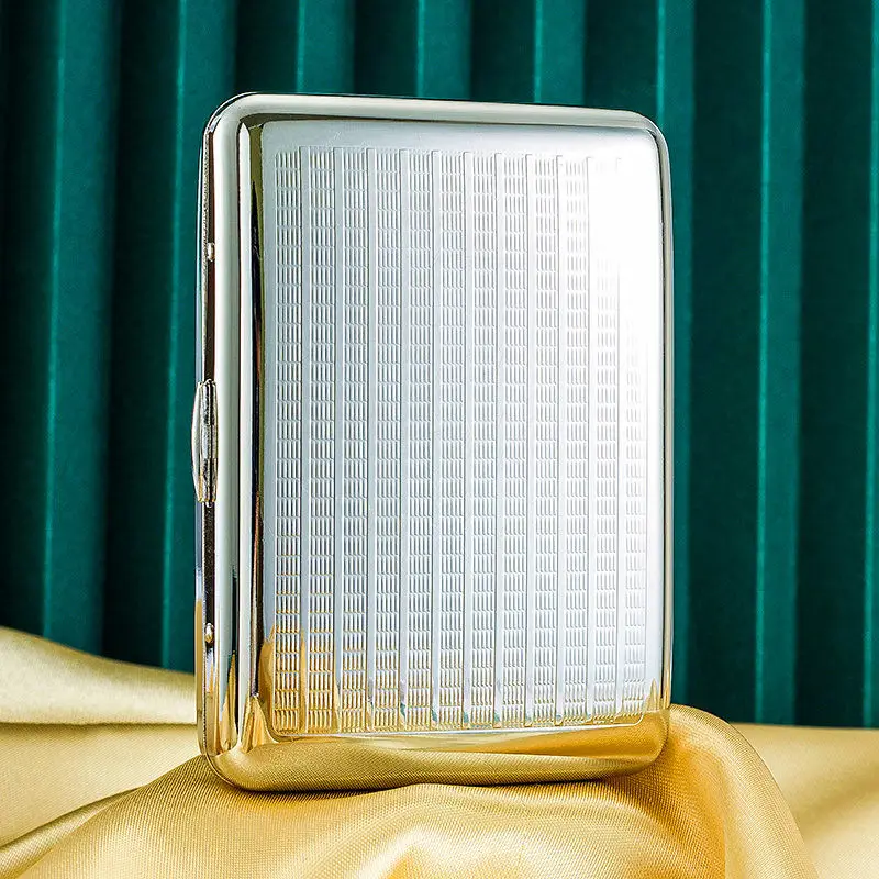 IMCO Stainless Pocket Cigarette Box Holder for 84mm Regular King size Cigarette Durable Brass Cigar Storage Case for Smokers