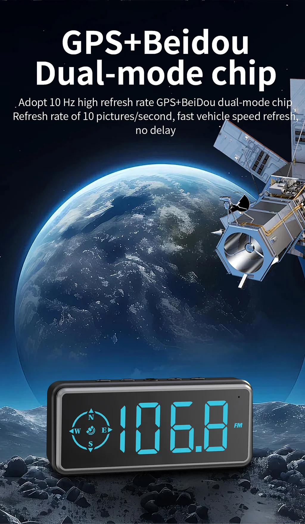 GPS Спидометр KMH MPH Измеритель скорости Цифровой HUD GPS Спидометр Беспроводная сигнализация превышения скорости ЖК-дисплей для вождения и автомобиля