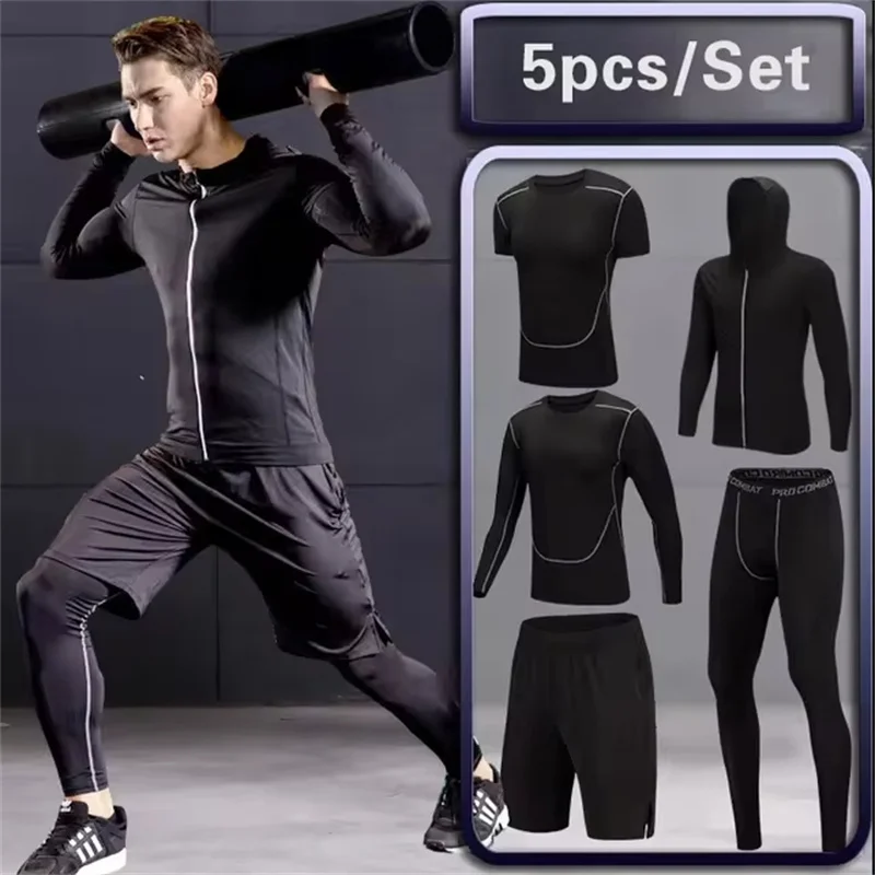 Men Sportswear Compression Sport Suits Quick Dry Running Sets Clothes Sports Joggers Training Gym Fitness Tracksuits Running Set