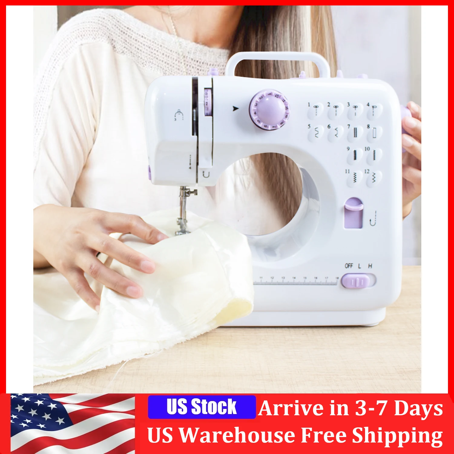 

Sewing Machin Household Mini lock with a Buttonhole Adjustable Speed Battery. For beginners, 4 layers of thick cloth