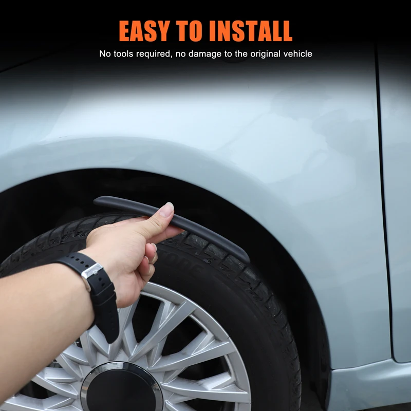 

ABS Black Car Fender Flares Mud Flaps Arch Wheel Eyebrow Lips Strips sticker Trim For Fiat 500 2016-2025 Exterior Accessories