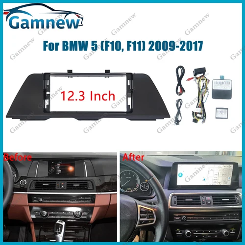Adaptador de Fascia de marco de coche de 12,3 pulgadas, decodificador de caja Canbus, Kit de Panel de montaje de tablero de Radio Android para BMW 5 (F10, F11) 2009-2017