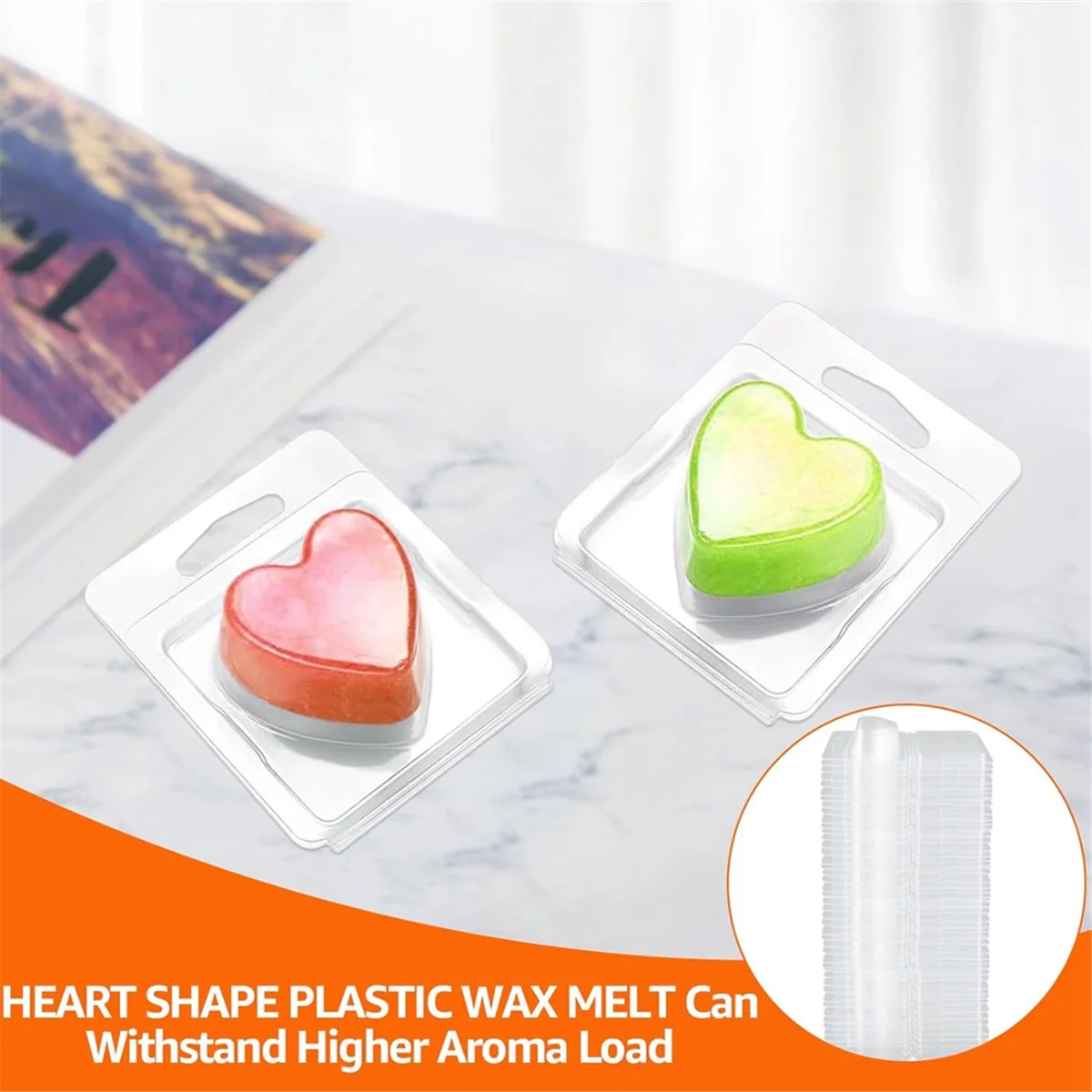 150Pack Wax Melt Container 1.3 Oz Plastic Wax Melt Set for Wax Melts Clear Wax Flip Top, Empty Candle Melt,Heart Shape