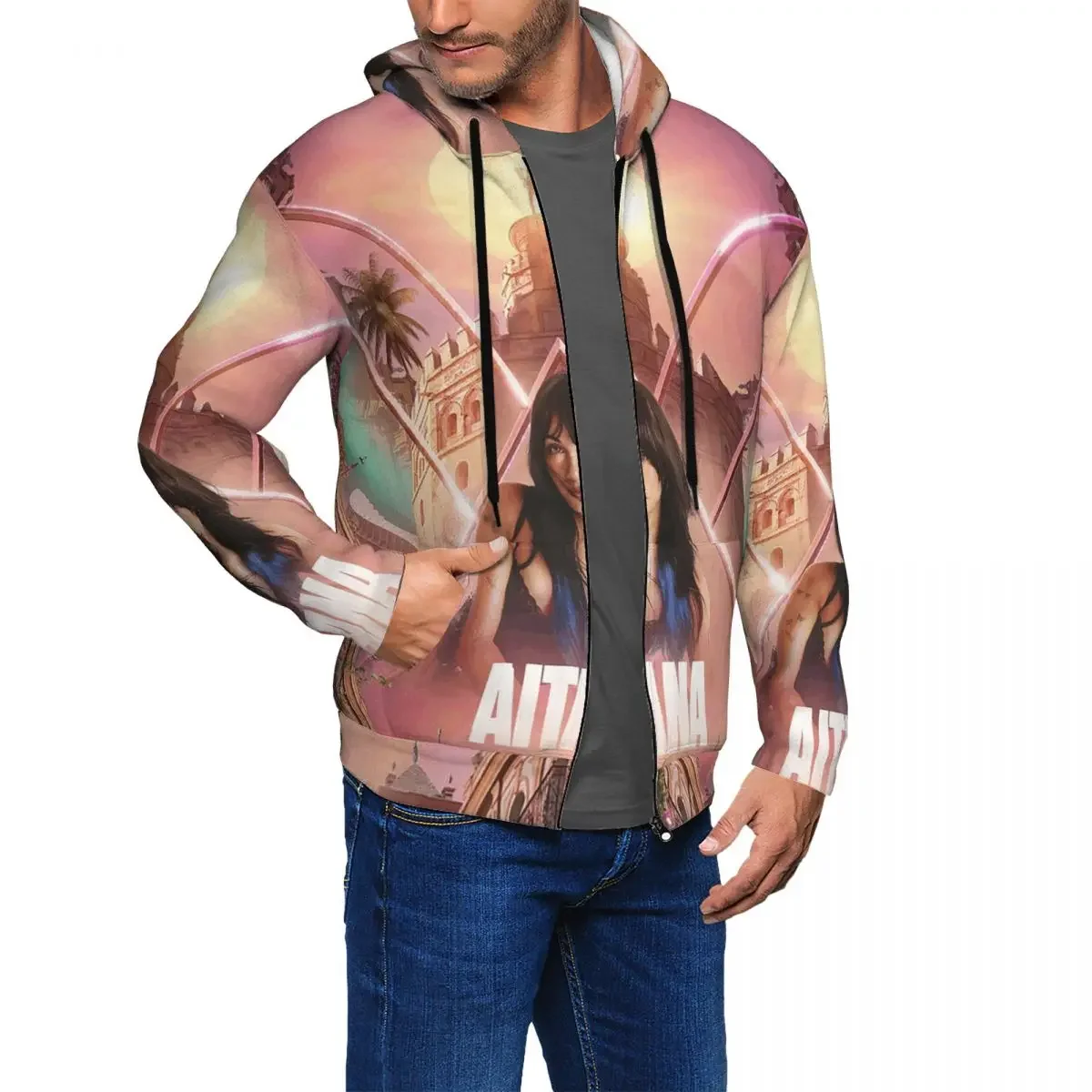 Aitana Ocana Singer Sudadera con capucha con cremallera Jersey de Hip Hop Otoño Invierno Sudadera para hombre y mujer Tops de manga larga