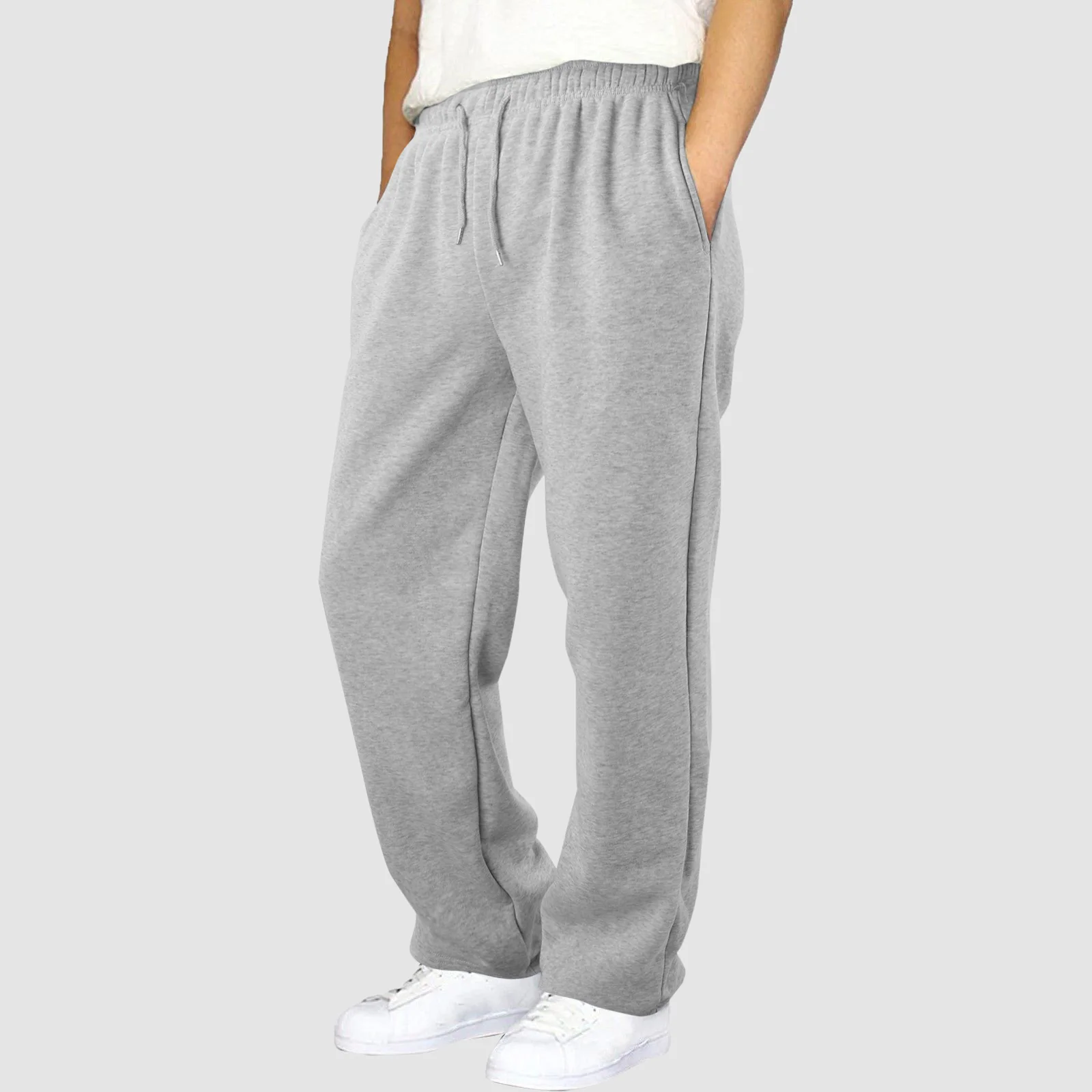 Mens Fleece Lined Sweatpants Wide Straight Leg Pants Bottom Sweatpants Joggers Pants Loose Fit Sweatpants High Waisted Yoga Pant