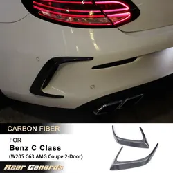 Rear Bumper Splitter Vents Trim for Mercedes Benz C Class W205 C205 C63 AMG Coupe 2015-2017 Rear Canards Fins Carbon Fiber FRP