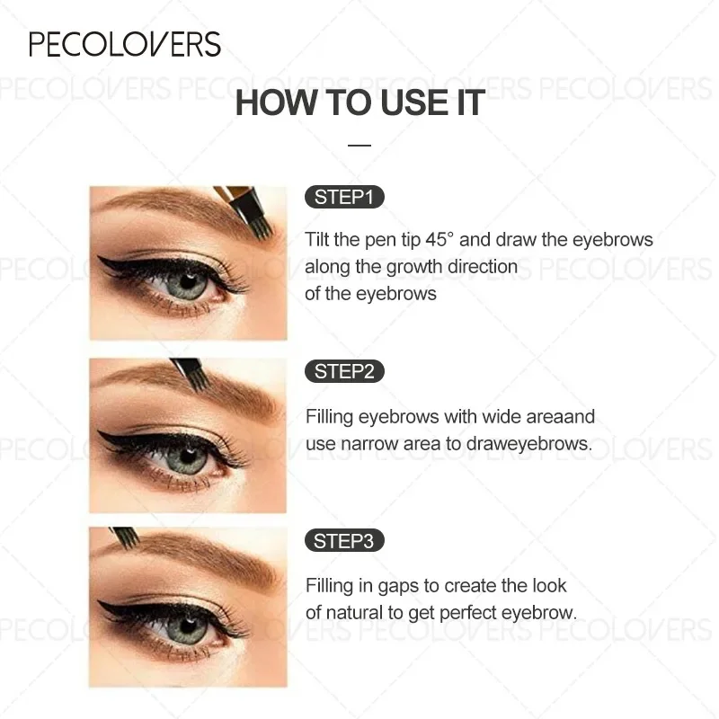 Crayon à sourcils 3 pièces, remplissage des sourcils, sélection multicolore, imperméable et résistant à la sueur, cosmétiques pour sourcils