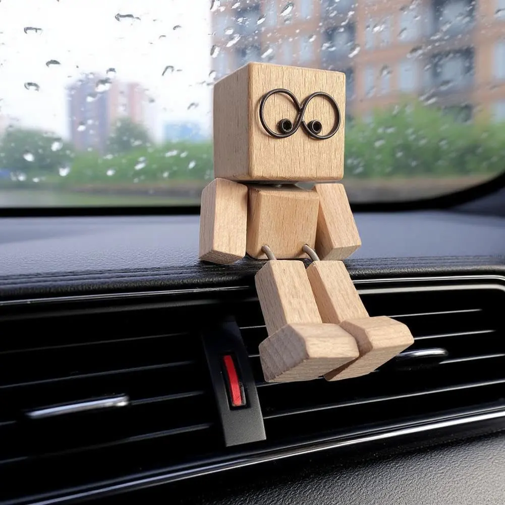 Schüttelnder Mann aus Holz, handgefertigte Auto-Ornamente, Action-Figur, kreative Geschenke