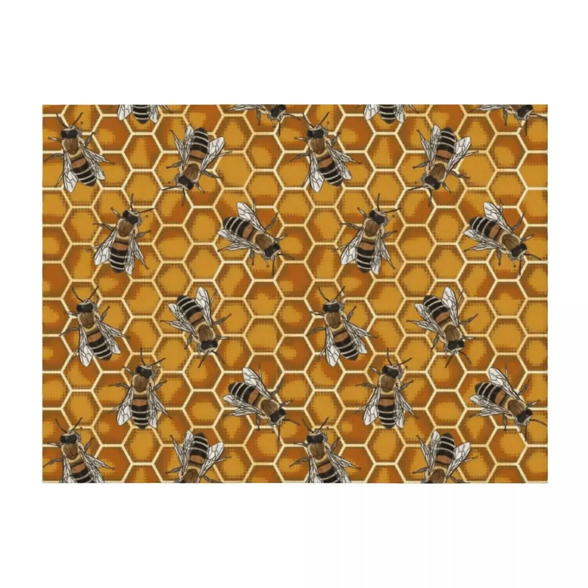 

Busy Bees at the Honeycomb Beehive Throw Blanket Stuffeds Designers Luxury for winter Blankets