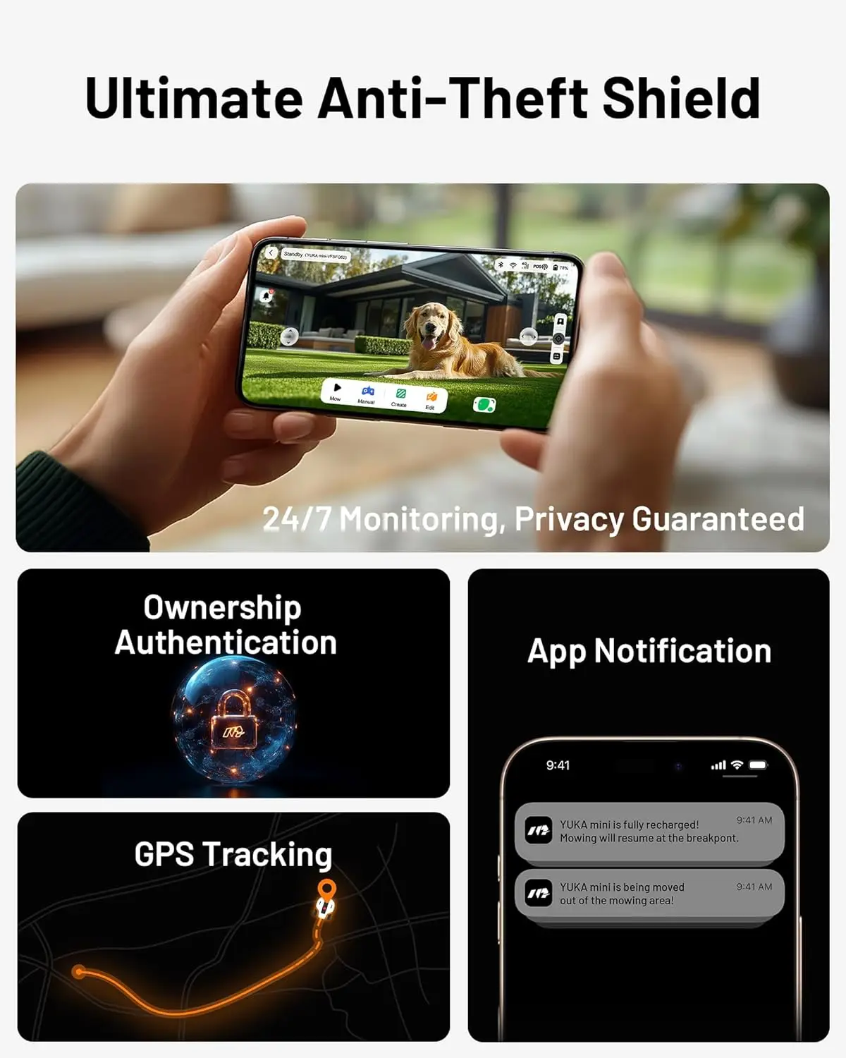 Customizable Robotic Lawn Mower For 0.12 Acre,Ultrasense AI Vision+ RTK Positioning, Auto Mapping