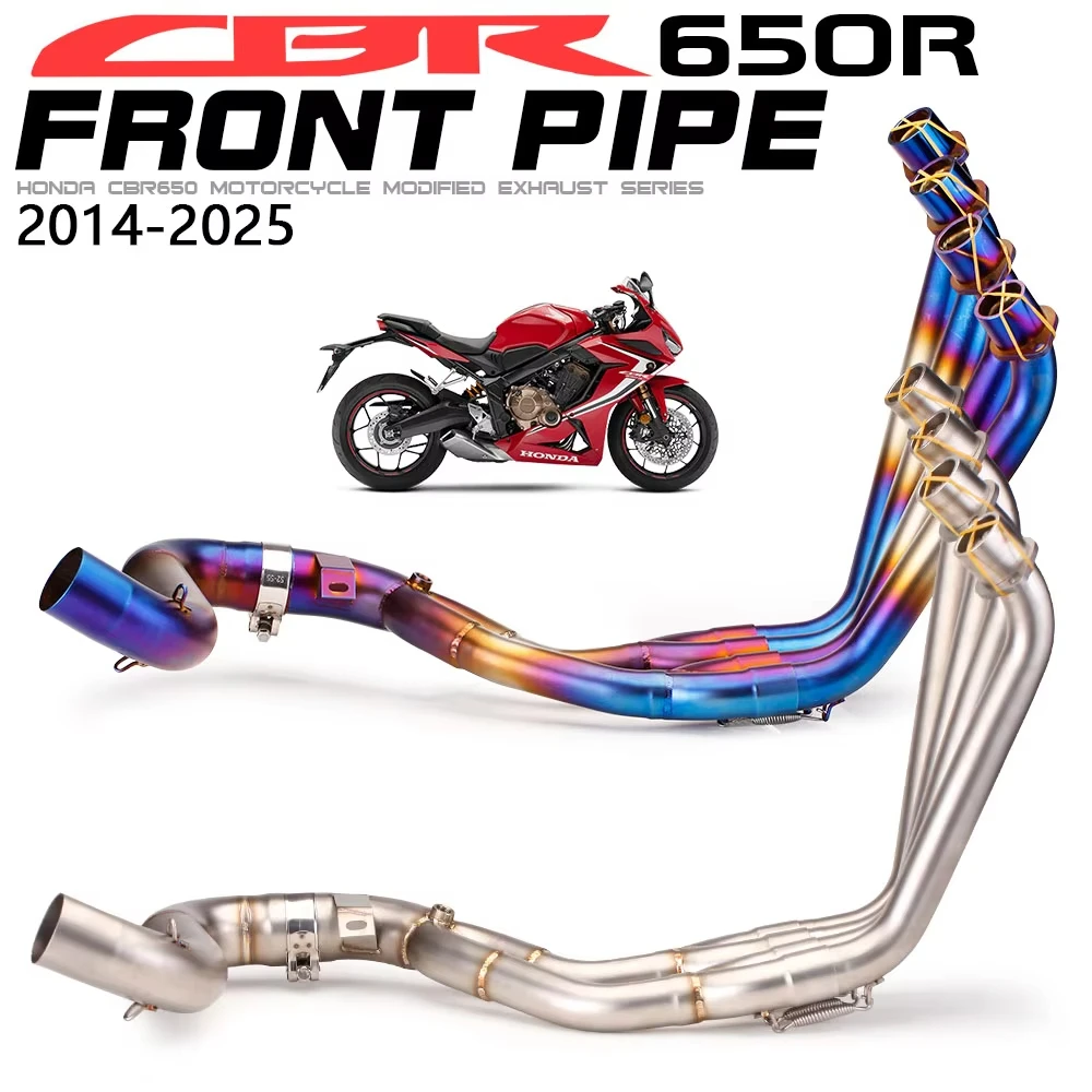 Für HONDA CBR650R CB650R CBR650F CB650F 2014-2025 Motorrad Auspuff Edelstahl Titan Legierung Escape Front Link Rohr 51mm