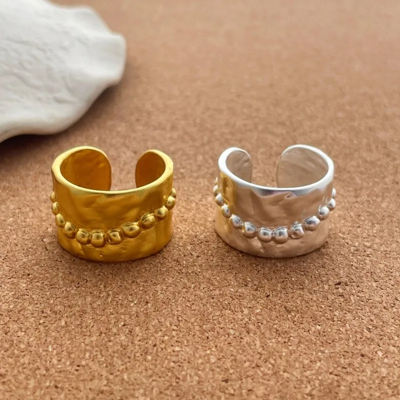 Minar Simple Matte Color Metallic Drape Open Adjustable Wide Cocktail Ring for Women 14K Real Gold Silver Plated Copper Gifts