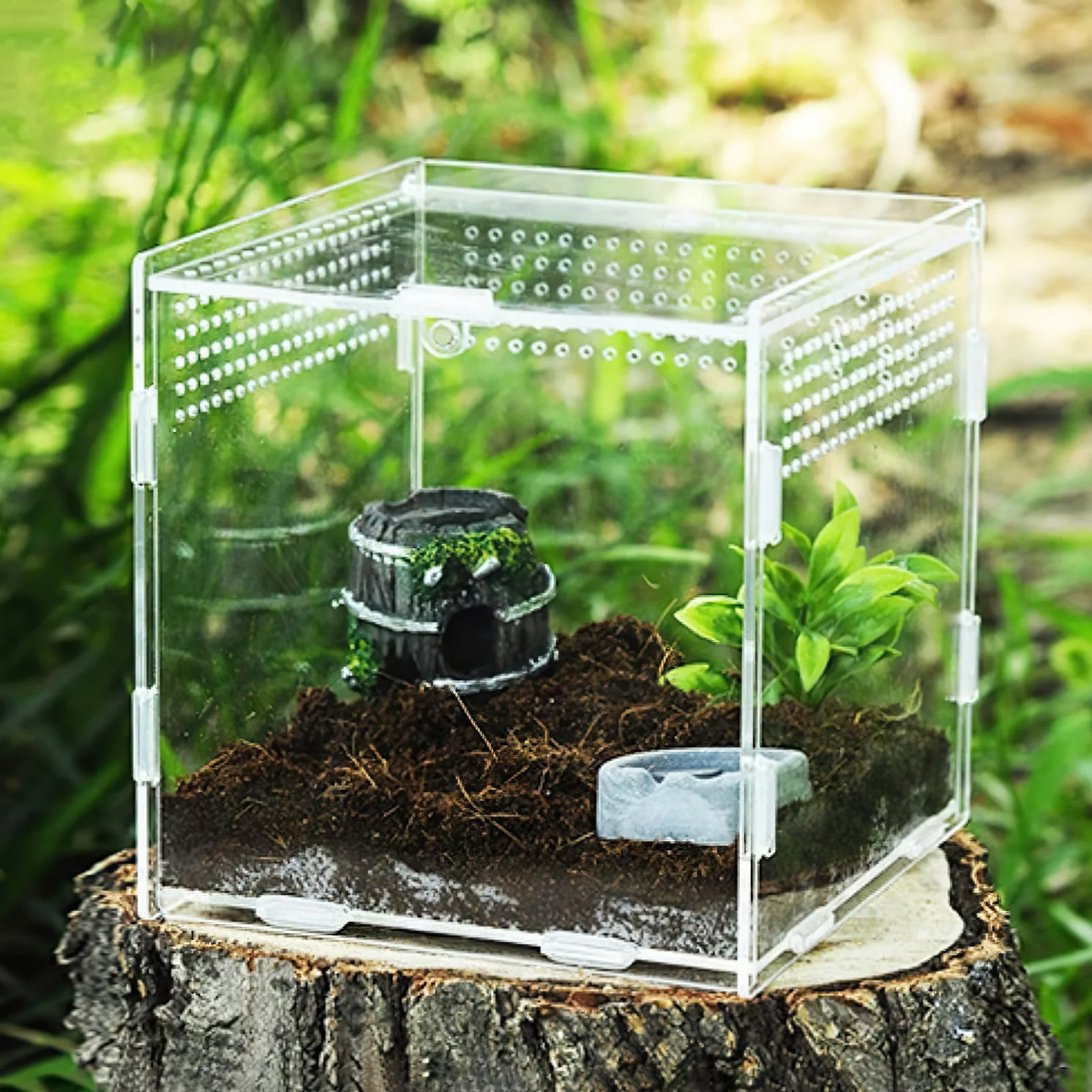 Clear Acrylic Reptile Feeding Box Stackable and Buckle Splicing Box for Scorpion Spider Frog