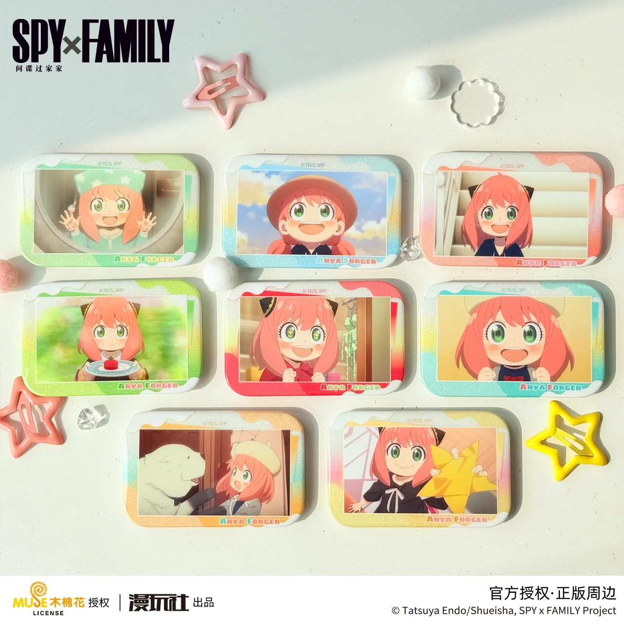 spy×family-ユニセックス-アーニャ・フォージャー-シングルキャラクター-中国公式認定-デイリーシーン-横長長方形バッジ-7個-セット