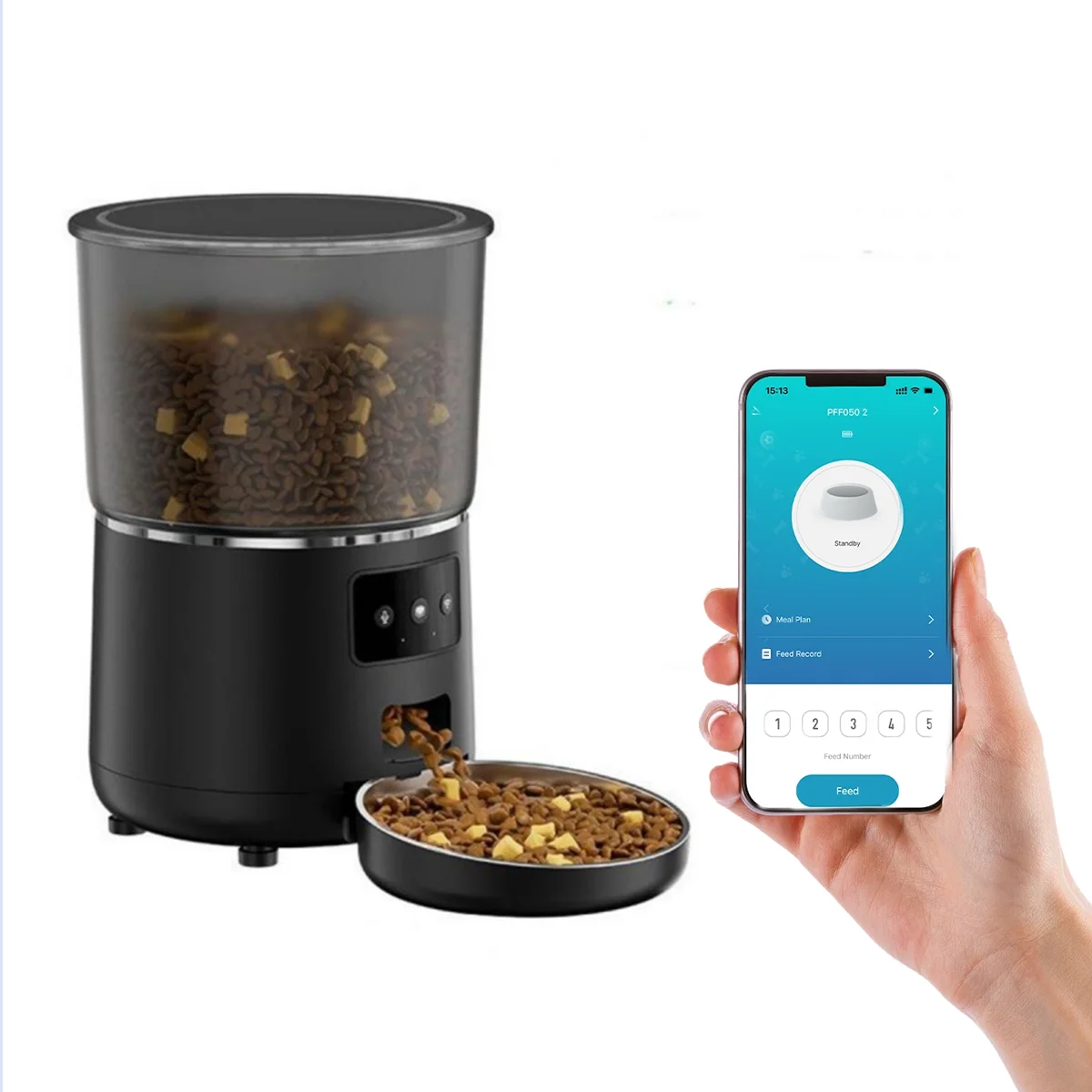

NPET Automatic WiFi Cat Feeder 4L/140.8 OZ Large Capacity 1-9 Meals Portions 10s Meal Call Suitable for Cats Dogs