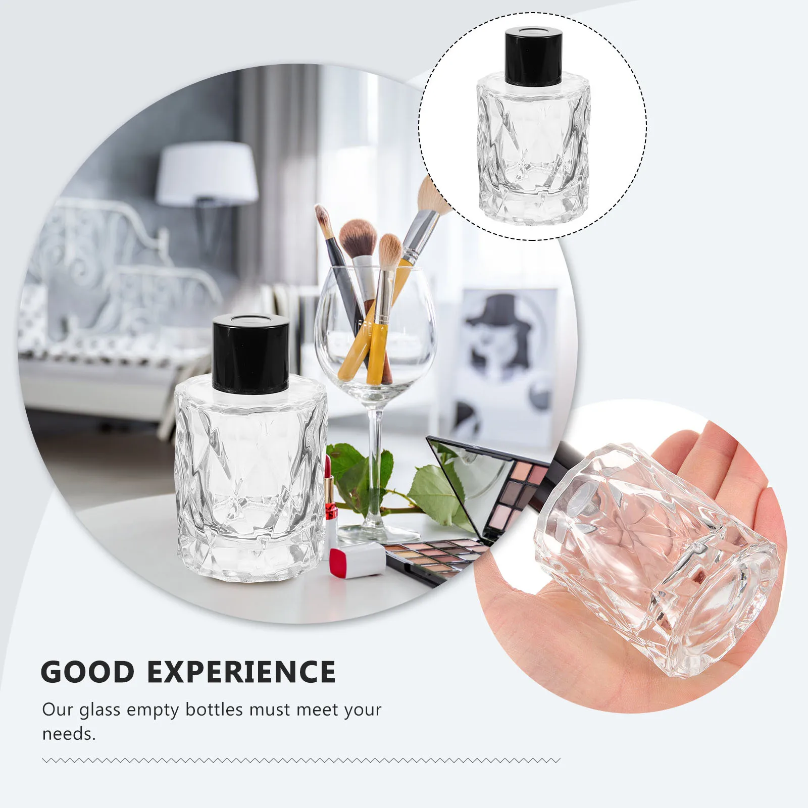 4 قطع من زجاجات الناشر الزجاجية حاويات عطر فارغة للزيوت العطرية وغرفة النوم المنزلية والمكتب وزجاجة ناشر العطور #3