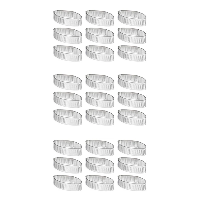 27 Pack Stainless Steel Tart Ring, Heat-Resistant Perforated Cake Mousse Ring Cake Mousse Molds Circle Cutter Pie Ring