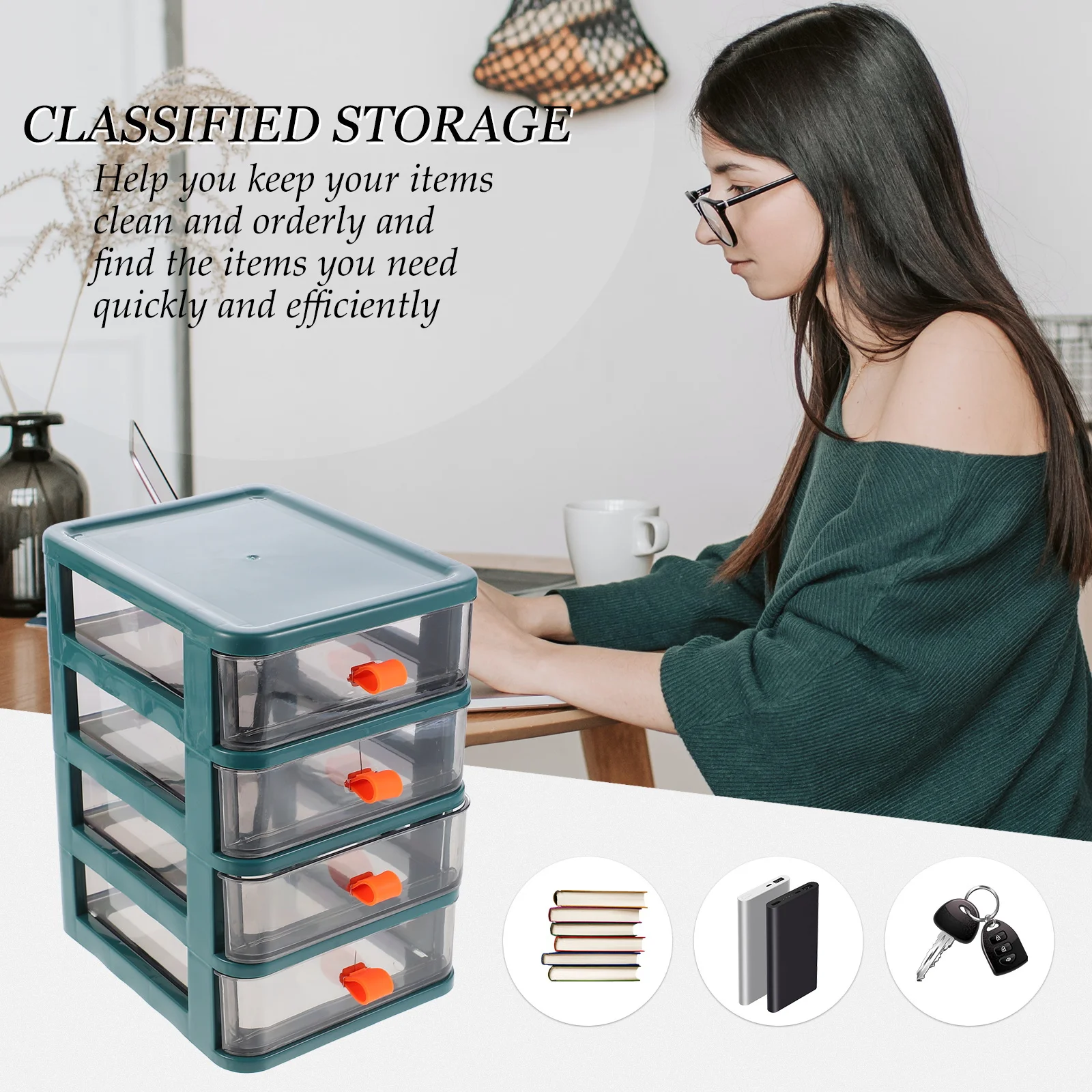 

1Pcs Multi- Desktop Organizer PP Makeup Container Modern Stylish Sundries Holder for Living Room Office Use 140x90mm