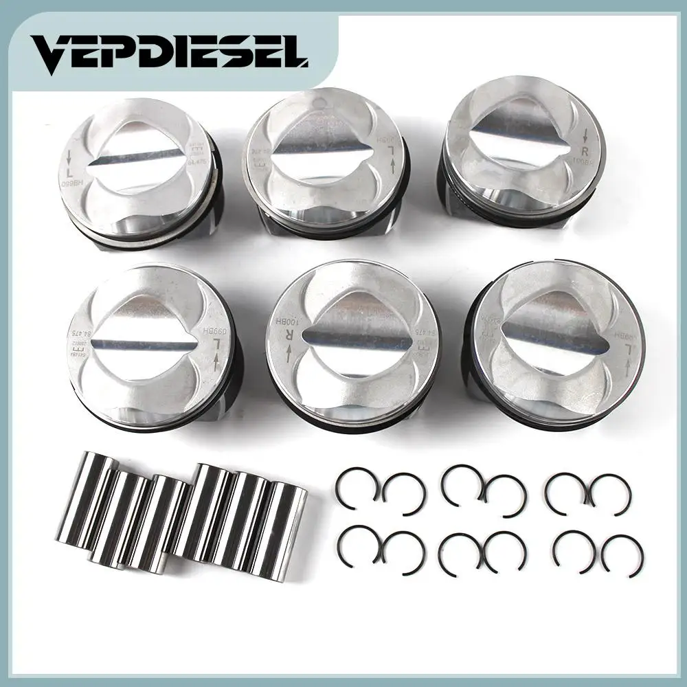 

6 Set Pistons & Rings Kit W/Φ84.5mm STD Mahle For Audi A6 A7 A8 2.8 FSI V6 BDX CCDA CCEA 079311327A 06E107065CF 06E107066CF