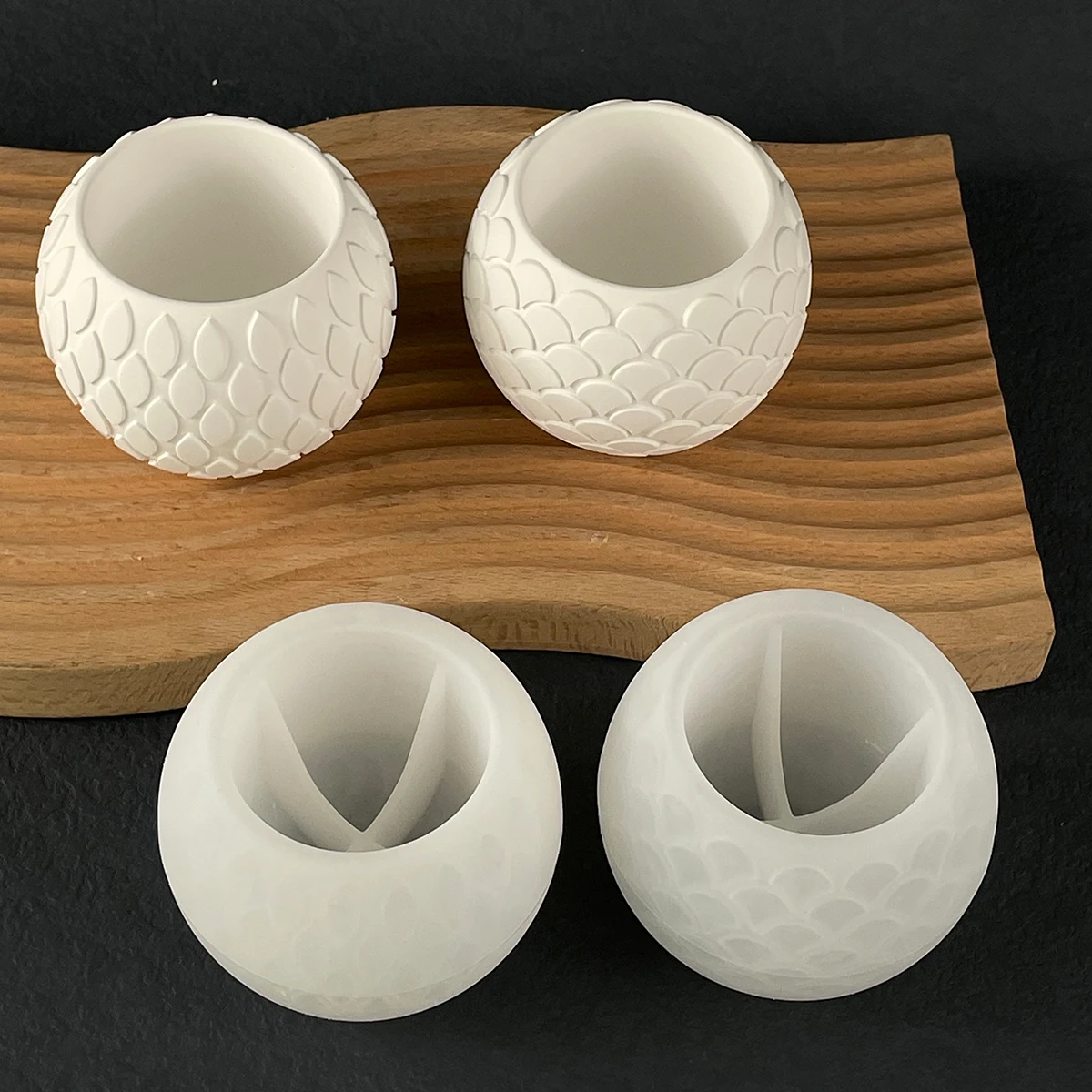 Fish Scale Cup Candle Holder Silicone Mold DIY Pen Holder Epoxy Resin Jewelry Storage Cement Concrete Mold