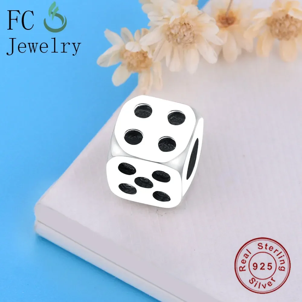 FC Jewelry Fit Original Brand Charms Bracelet 925 Sterling Silver Vintage Square Lucky Cube Dice Beads Making Berloque 2018