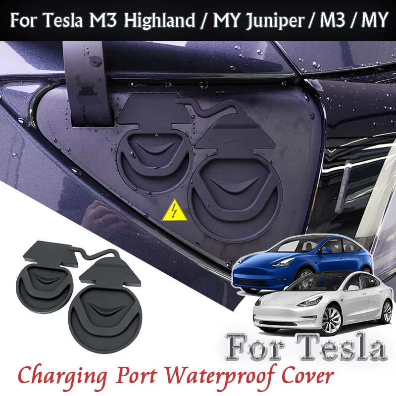 For Tesla Model 3 Highland Model Y Juniper M3 MY 2020 2025 Car Charging Port Waterproof Cover silicone Decoration Accessories