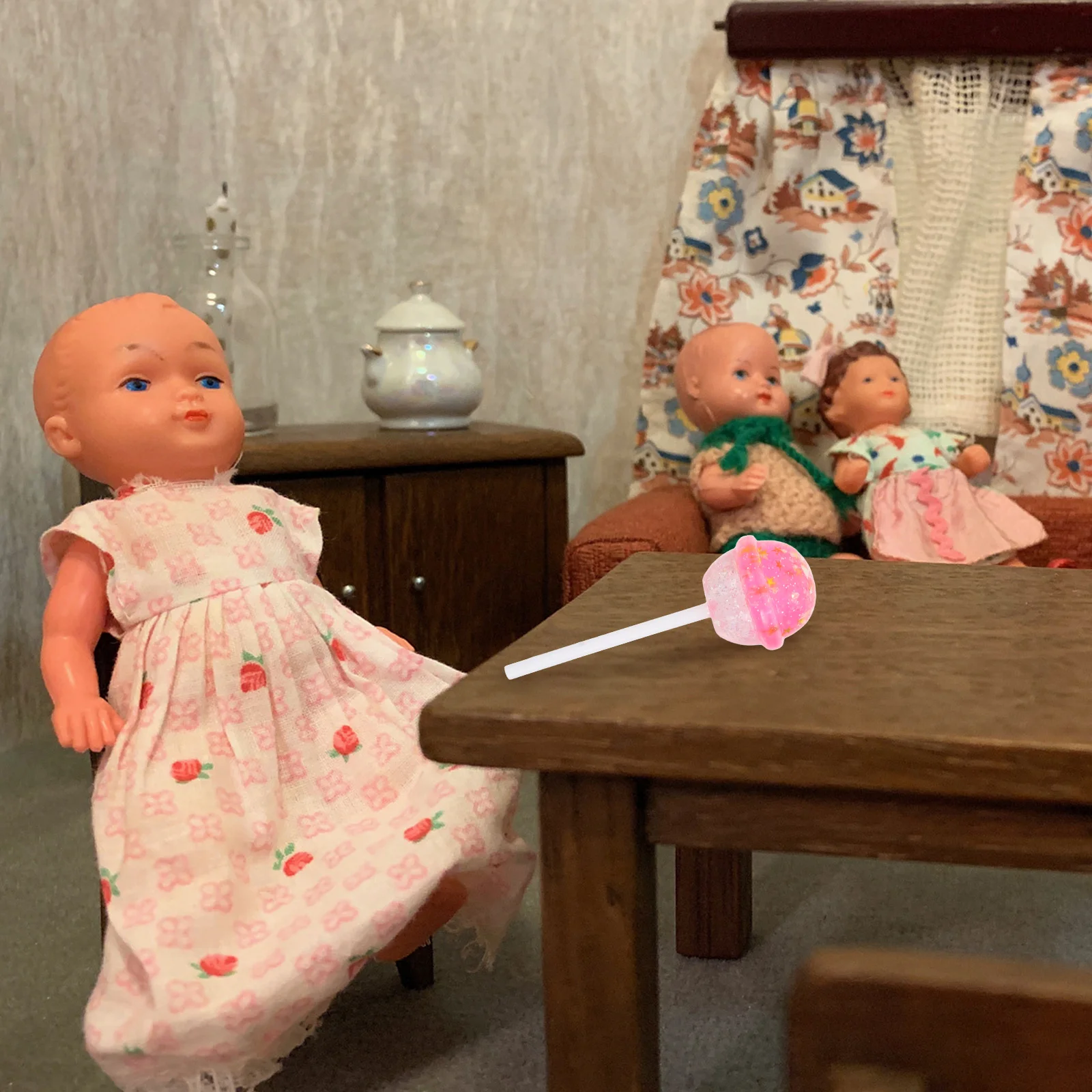 10Pcs Glitter Resin Lollipop Props Mixed Color Candy Cane Lollipops Decorative Fake Candy Photo Props Party Favor