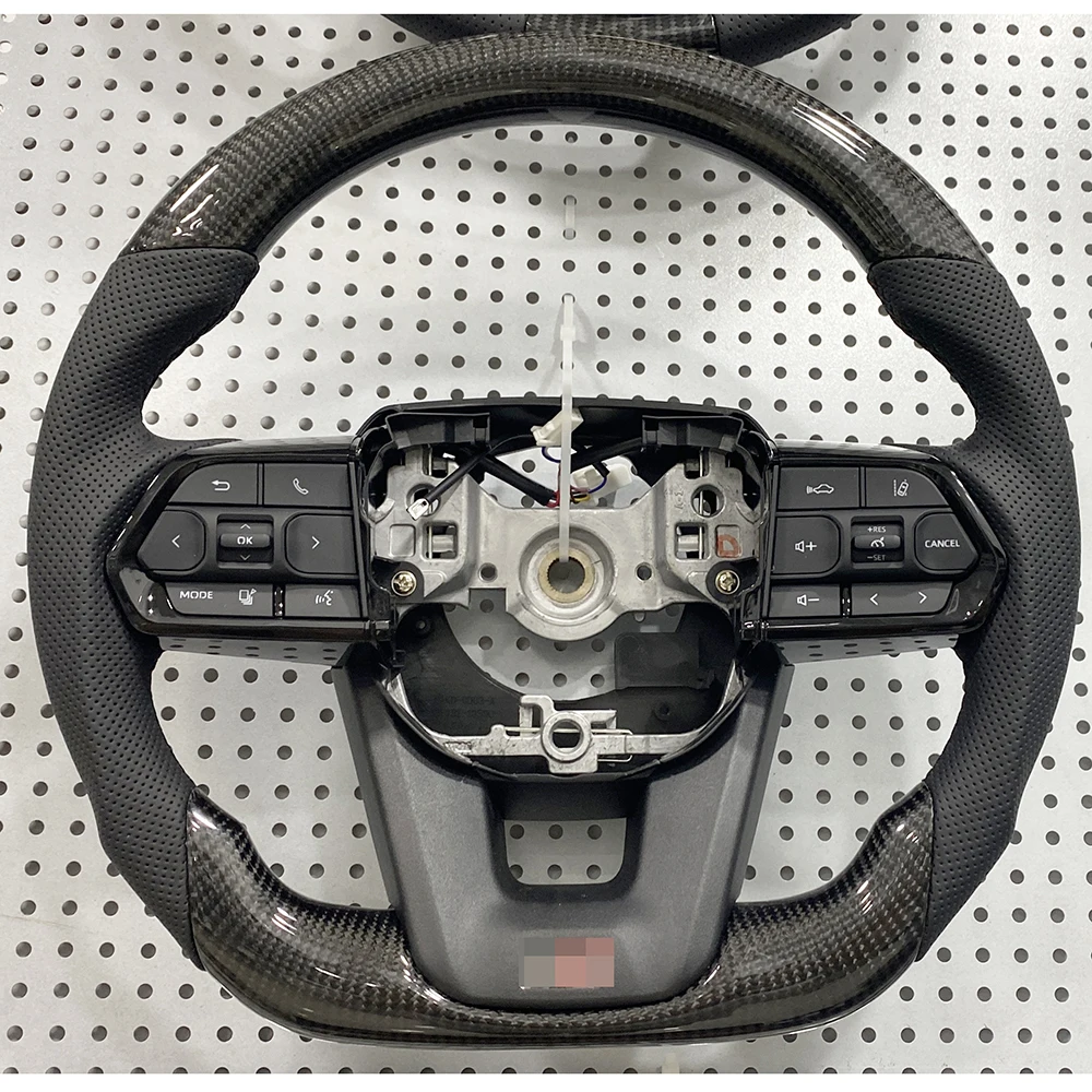 Real Carbon Fiber Steering Wheel Set Replacement For To yota Land Cruiser 70 200 300 Series LC70/76/79 LC200 LC300 Accessories