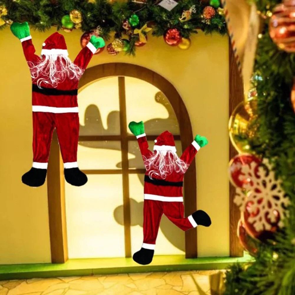 2024 Christmas Santa Claus Hanging Decoration for Outdoor Climbing Santa Yard Decor High Quality Flannel 108cm x 50cm