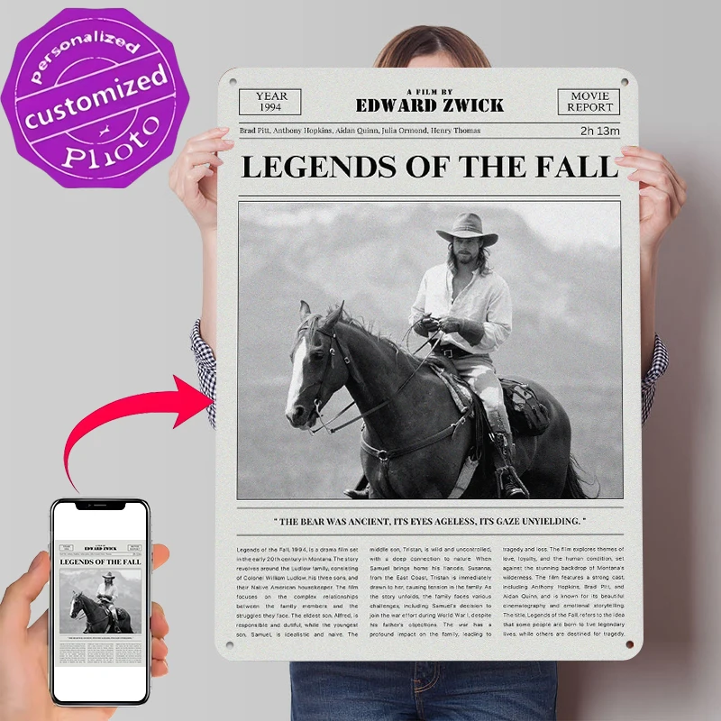 Legends of the Fall Movie Metal Poster Customized Wall Art Retro Vintage Metal Signs for Man Cave Living Room Decoration Decor