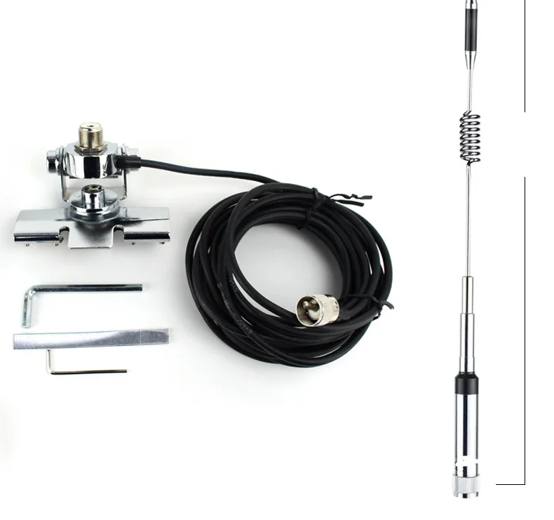 Dual band high gain 145/435M bracket PL259 whip antenna  VHF145M UHF435M ham mobile radio car aerial 5meter cable