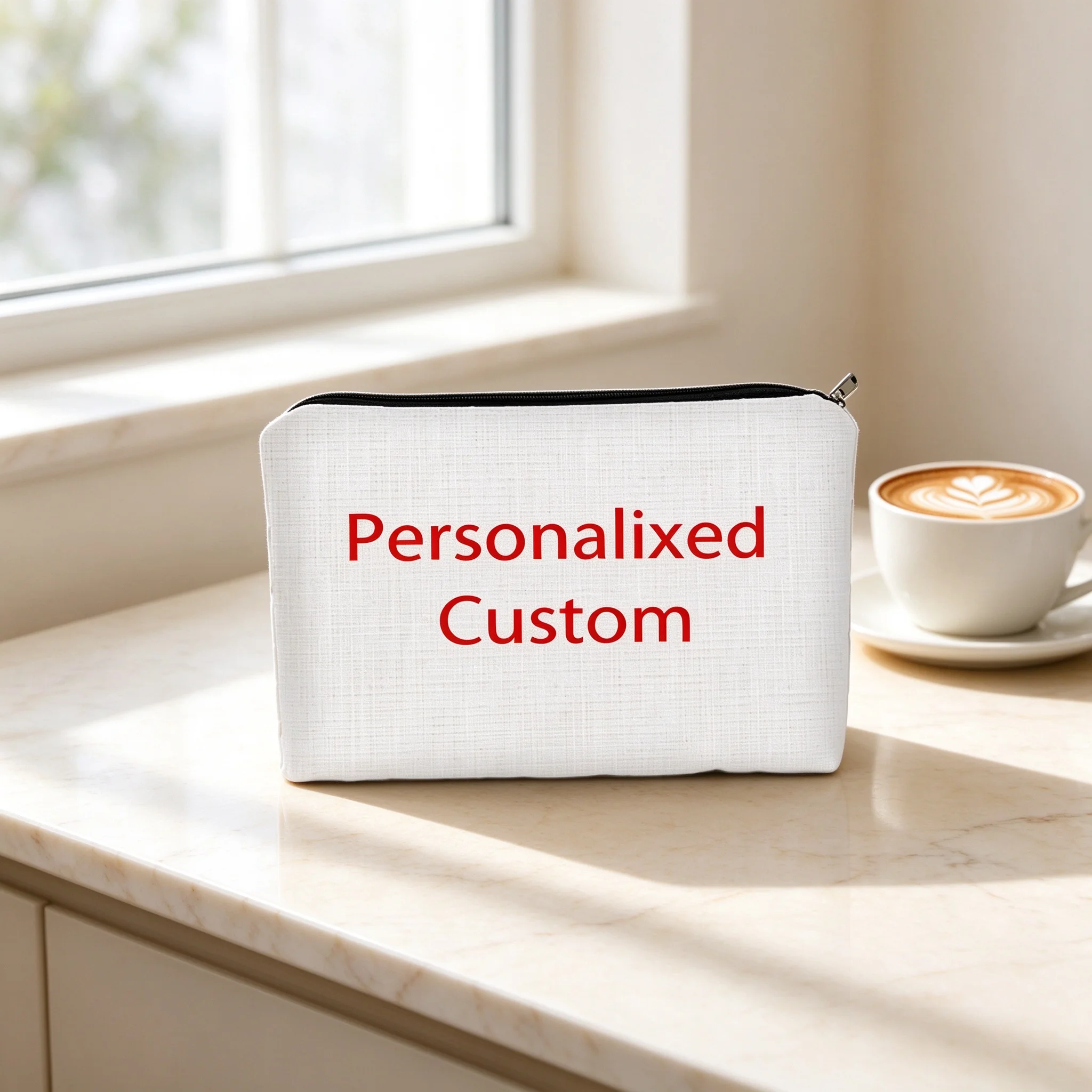 Custom Personalized Cosmetic Bag, Zipper Makeup Pouch Portable Travel Toiletry Organizer for Ladies
