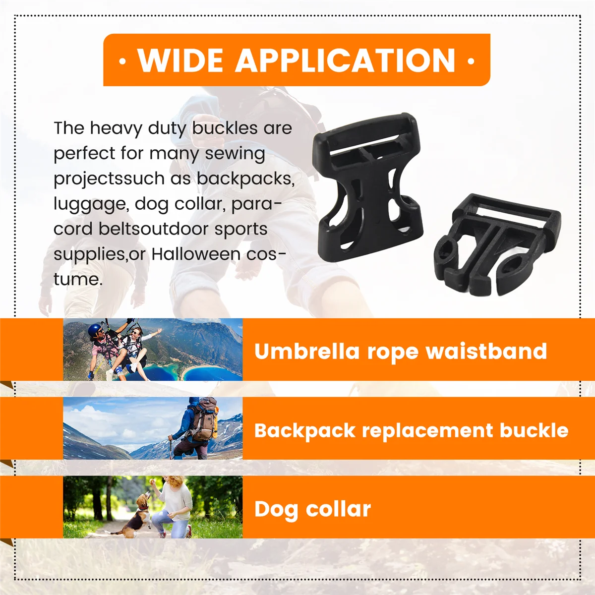 Plastic Buckles 4pcs Plastic Side Quick Release Buckles Clip for 25mm Webbing Band Black