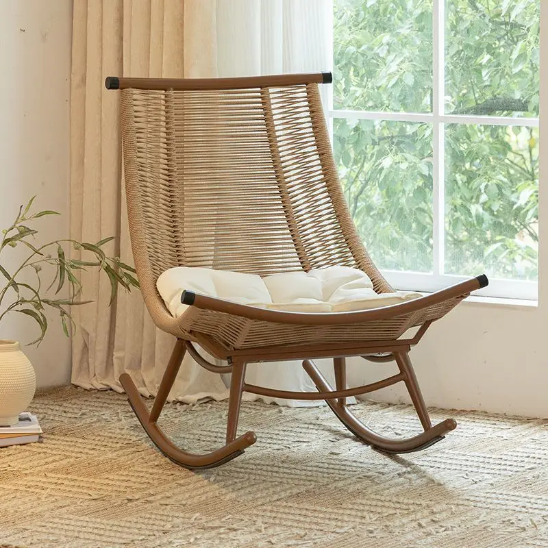 DSA outdoor tables and chairs household balcony courtyard lazy recliner waterproof rattan leisure lunch break rocking chair