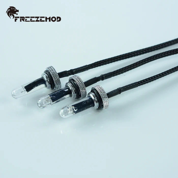 FREEZEMOD DT-LEDC Water Tank Stop Plug Light - 12V RGB LED, Multiple Colors, 500mm Cable, 4P Male-Female Connector