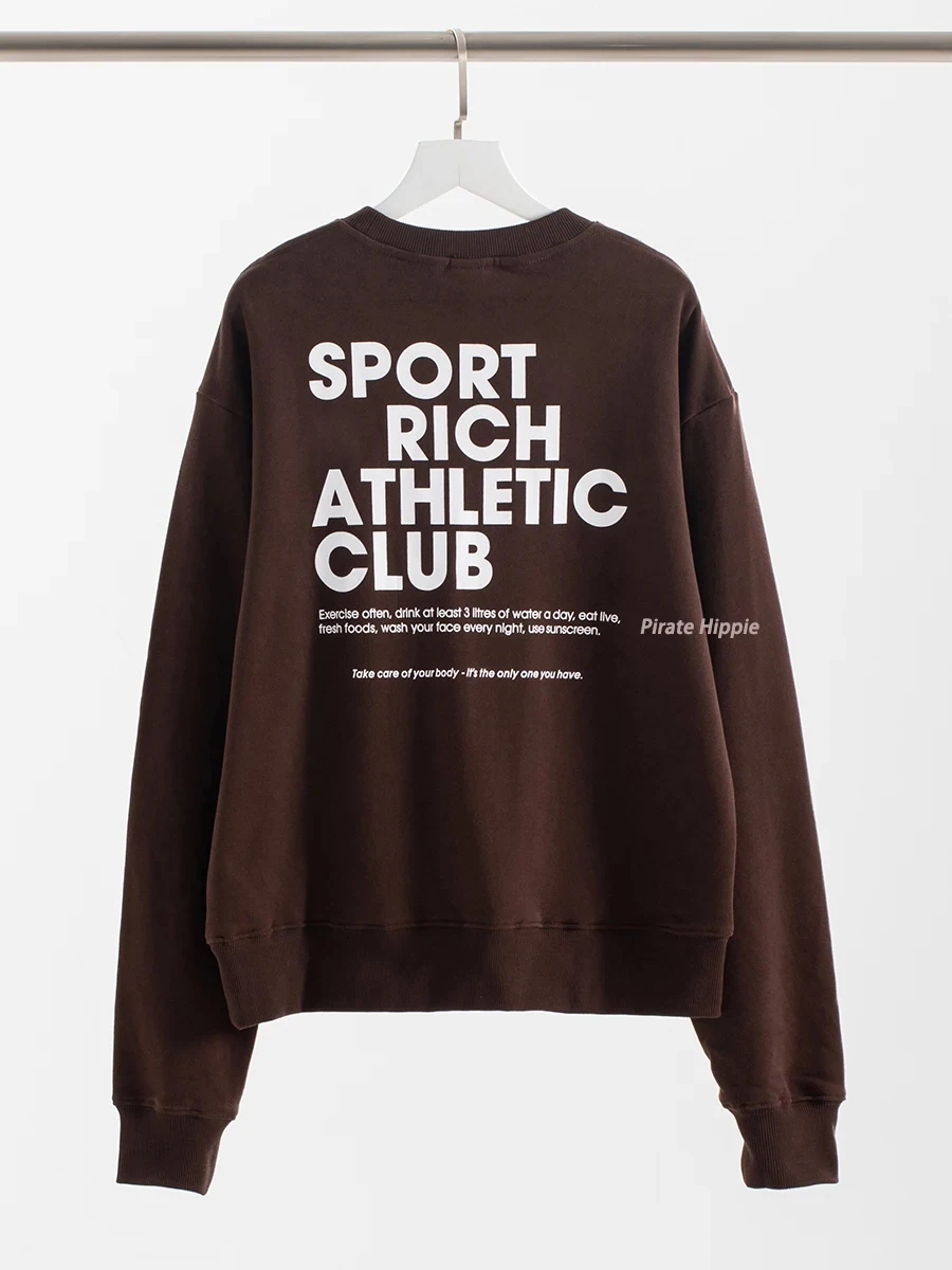 Autumn New Letter Print Sweatshirts Women O Neck Vintage Chic Sport Pullover Tops Vintage Fashion Long Sleeve Sweatshirts 2024