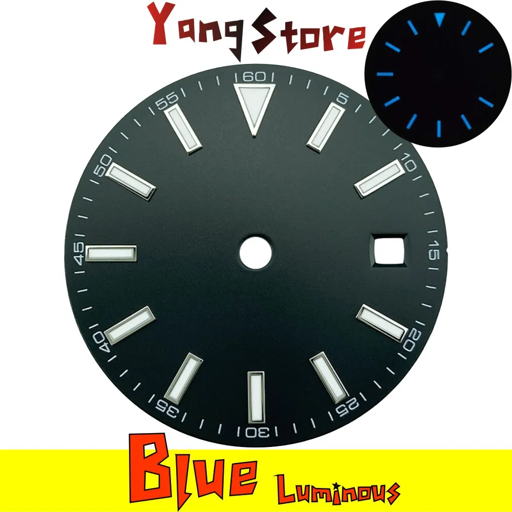 Milgauss style 29mm sterile watch dial 5 minutes with date fits ETA2824 Miyota8215 movement dial blue luminous