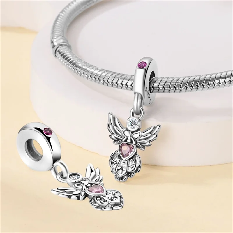 Hot Sale Lotus Heart Charm Beads Angel Key Moon Pendant Charms Fits 3mm Bracelets Necklace For Women Luxury DIY Jewelry Making