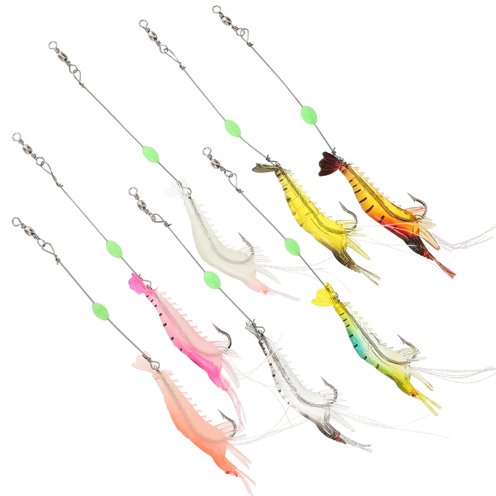 

7pcs Bionic Fake Shrimp Soft Lure Fishing Baits PVC Artificial Equipment Reusable Durable Hooks Various Colors Sea Fishing
