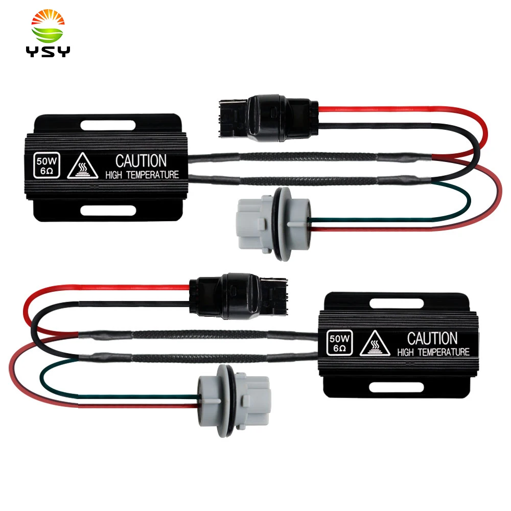 

2pcs T20 7440 W21W 50W 6ohm Car Heat Sink LED Front Turn Signal OCB Load Resistor Adapter Anti Hyper Flash Error Canceler