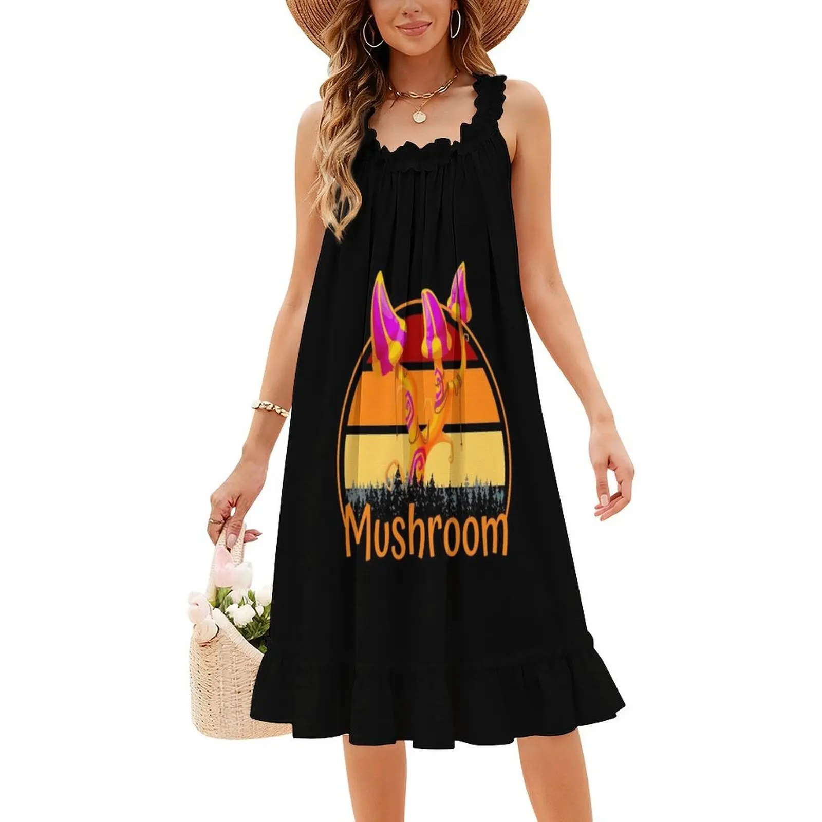 فستان عطلة مثير على شكل فطر للنساء، فستان قصير لحفلات الشاطئ وأعياد الميلاد، فستان سهرة مجاني للحفلات