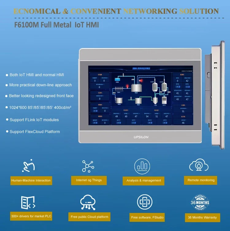 BACnet VNC control Ethernet embedded automatic ip65 touch hmi lcd display