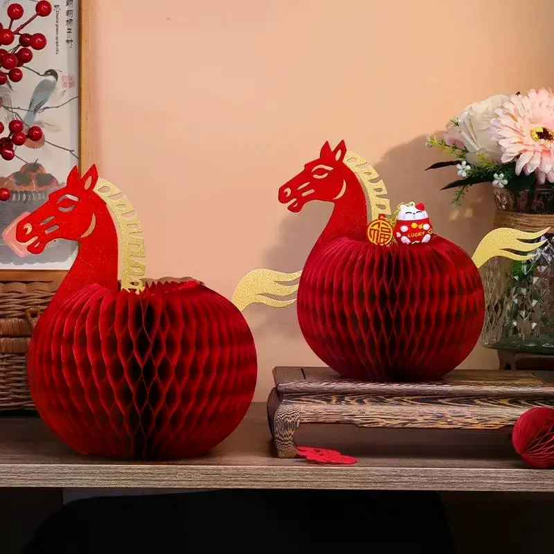 

Милое новогоднее украшение в виде лошади 2026, украшение для домашнего стола, бумажное украшение в виде лошади, новогодняя вечеринка, фигурки лошади, украшение